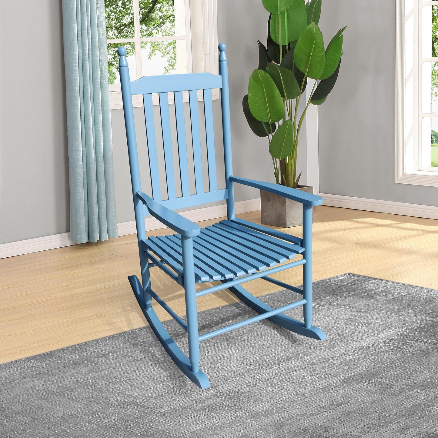 wooden porch rocker chair blue - FurniFindUSA