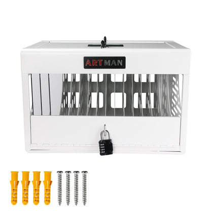 16 Bay Charging Cabinet for Laptop Chromebook Locking Charging Station-WHITE - FurniFindUSA