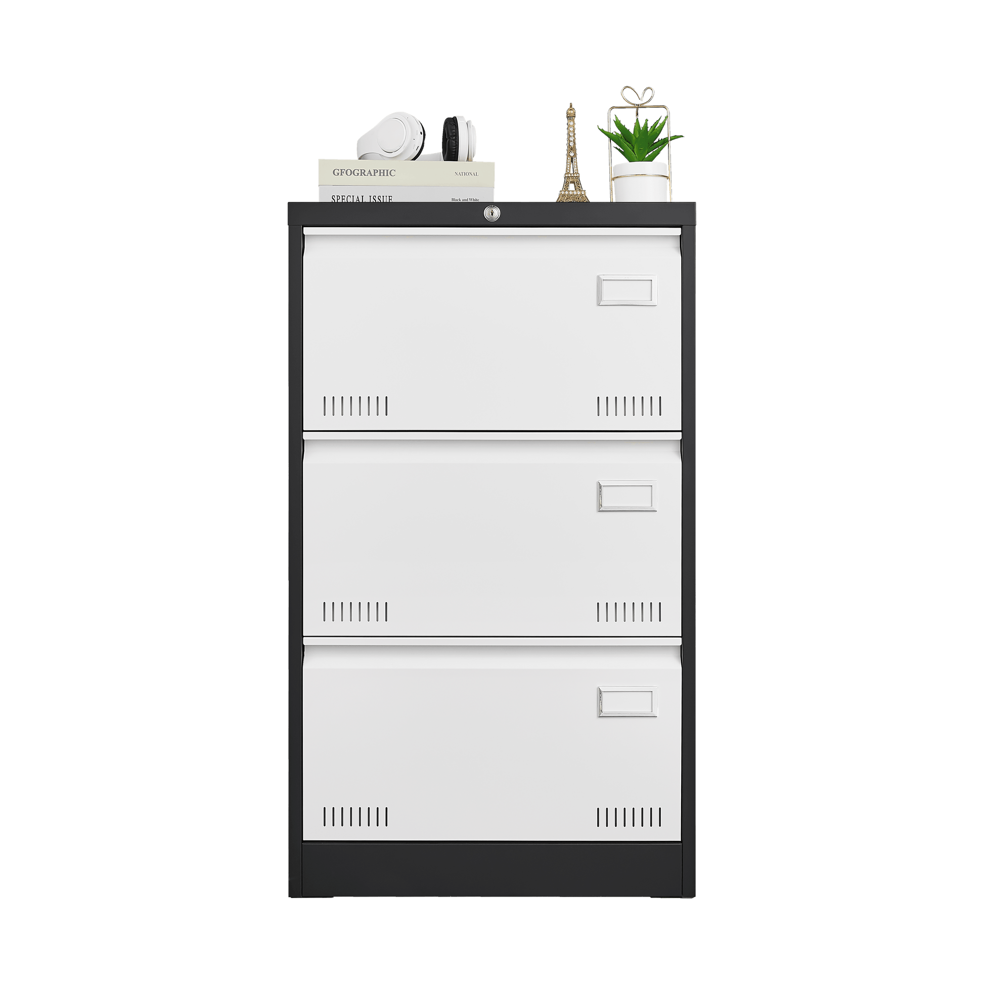 3 Drawer Metal Lateral File Cabinet with Lock Office Vertical Files Cabinet for Home Office - FurniFindUSA