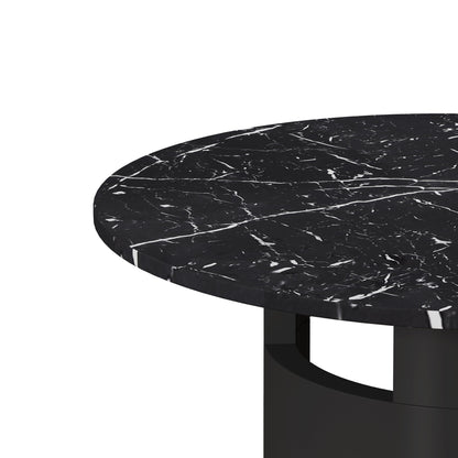 42.12"Modern Round Dining Table with Printed Black Marble Table Top for Dining Room - FurniFindUSA