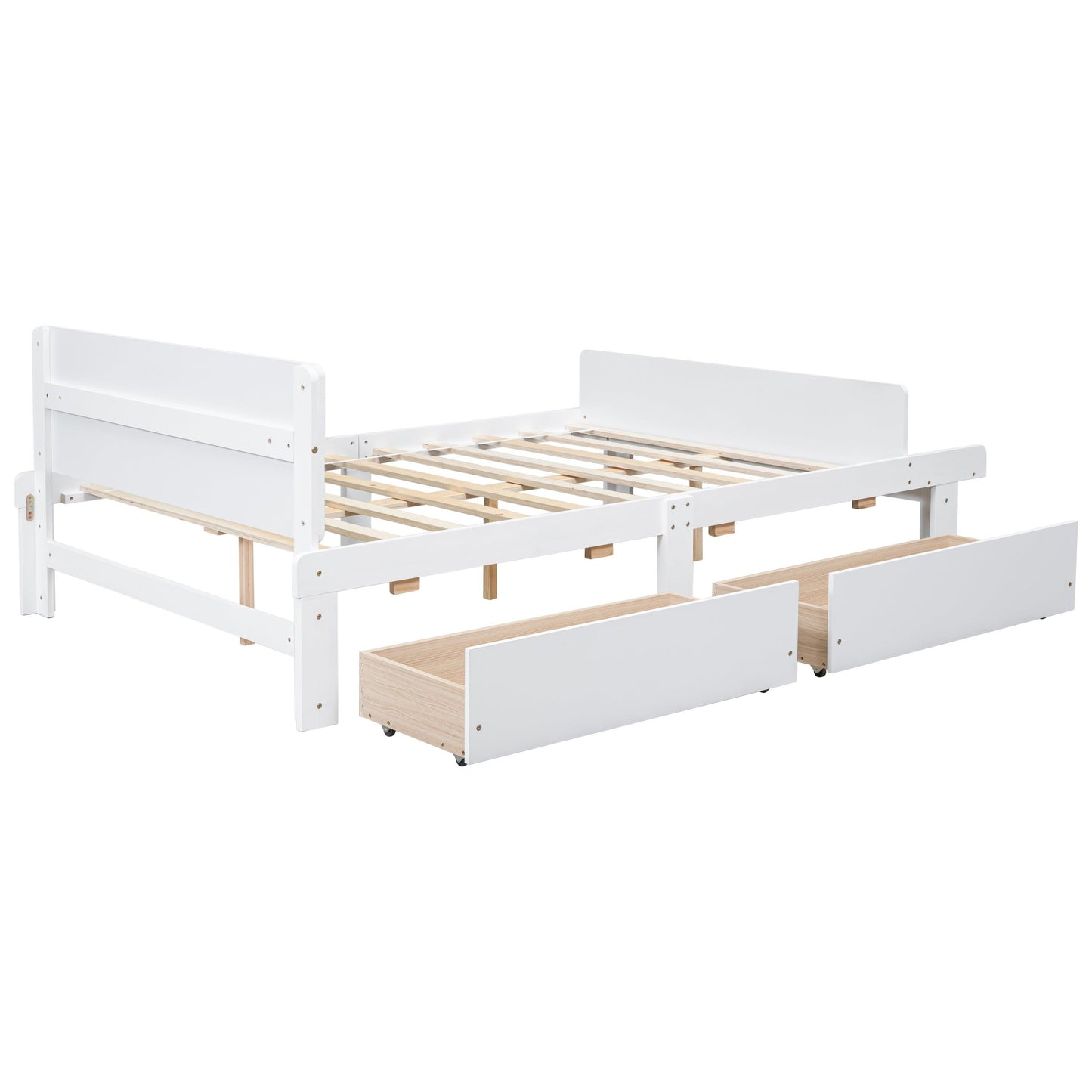 Full Bed with Footboard Bench 2 drawers White - FurniFindUSA