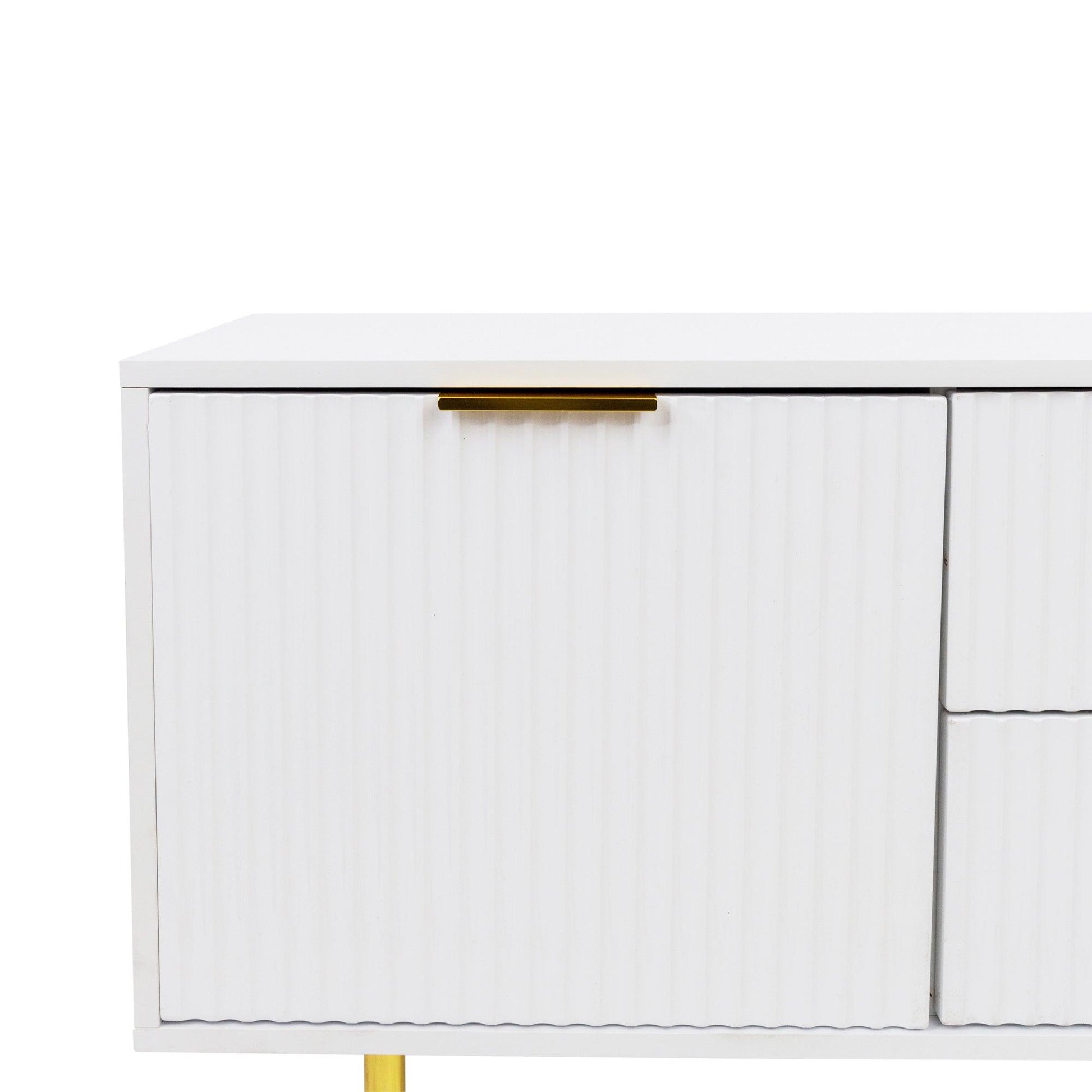 Modern warm white TV cabinet for Living Room Bedroom - FurniFindUSA