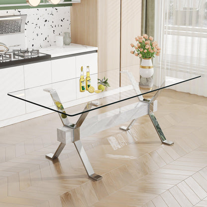Dining table Modern tempered glass dining table 79 ''x39''x30 '' 1105 - FurniFindUSA