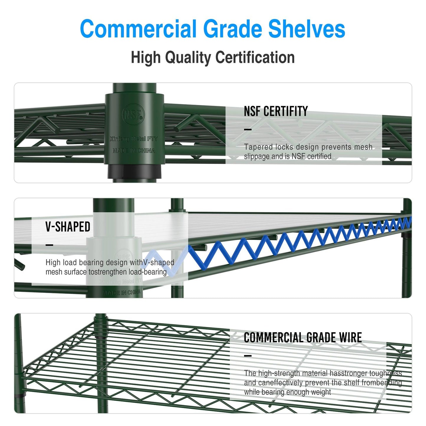 7 Tier Wire Shelving Unit 2450 LBS NSF Height Adjustable Metal Garage Storage Shelves with Wheels Green - FurniFindUSA