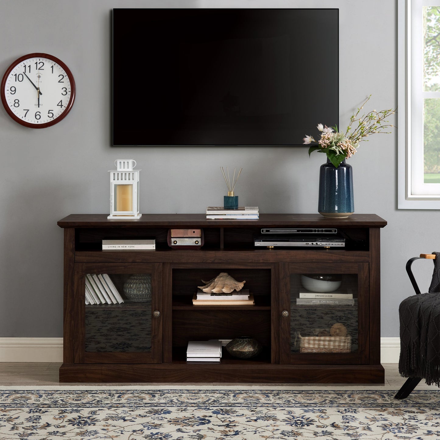 Contemporary TV Media Stand Modern Entertainment Console Brown - FurniFindUSA