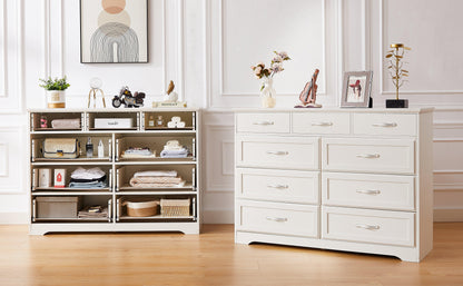 Bedroom dresser 9 drawer long dresser with antique handles wood chest of drawers for kids room 47.56''W x 15.75''D x 34.45''H - FurniFindUSA