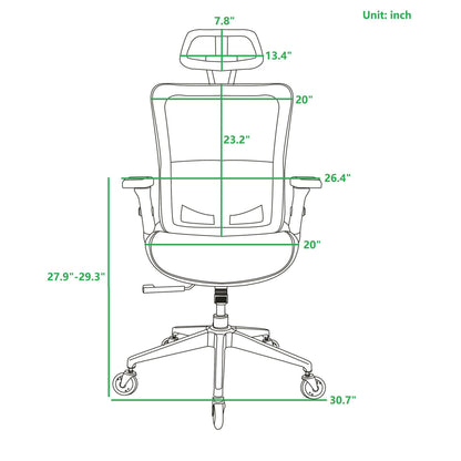 BLACK Ergonomic Mesh Office Chair High Back - Adjustable Headrest with Flip-Up Arms - FurniFindUSA