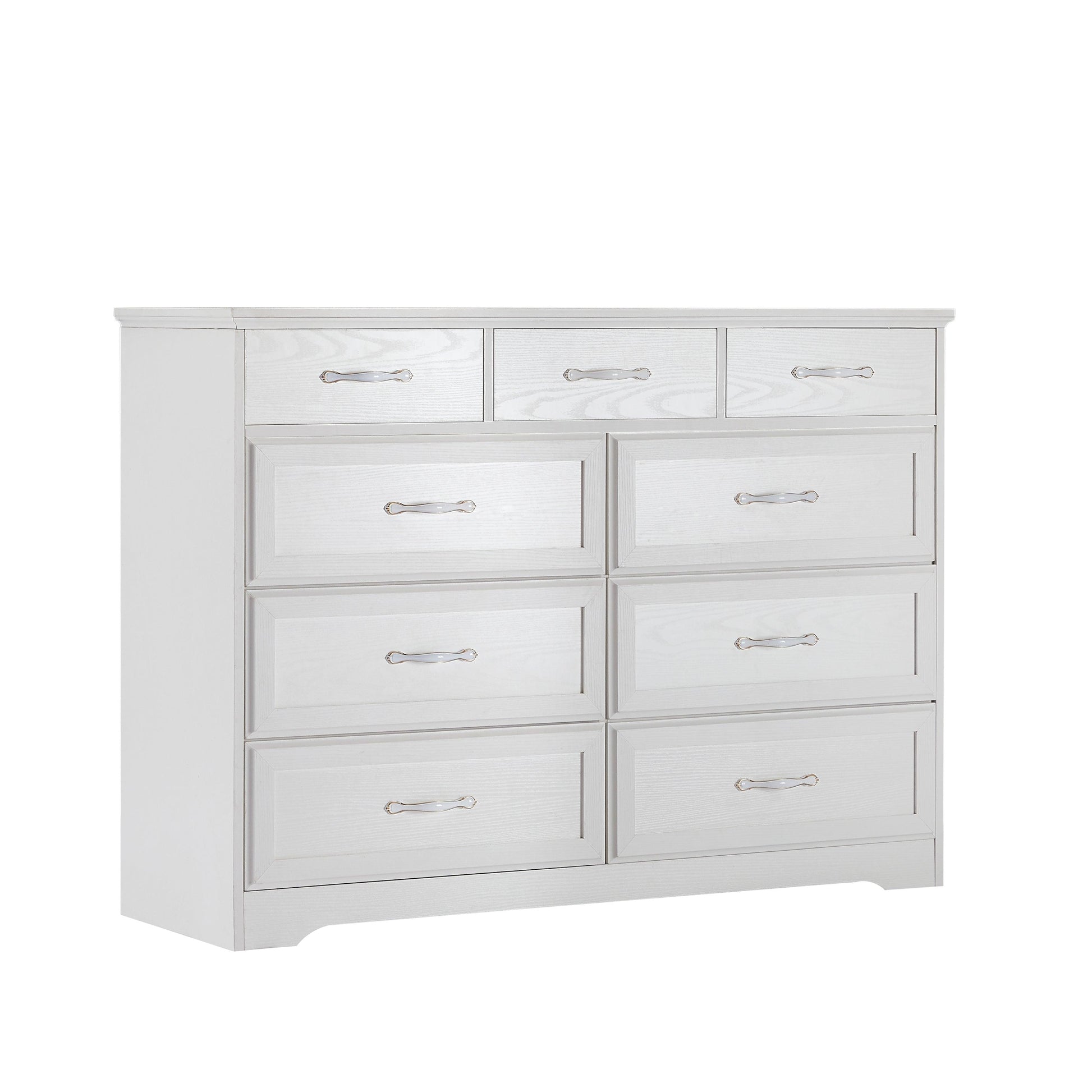 Bedroom dresser 9 drawer long dresser with antique handles wood chest of drawers for kids room 47.56''W x 15.75''D x 34.45''H - FurniFindUSA