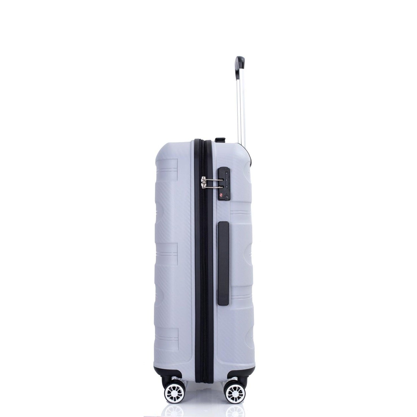 Hardshell Suitcase Spinner Wheels PP Luggage Sets Lightweight Durable Suitcase with TSA Lock,3-Piece Set (20/24/28) ,Silver - FurniFindUSA