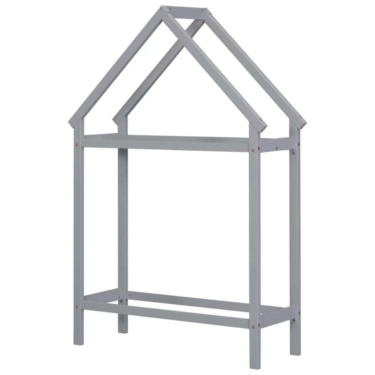 Twin House-Shaped Floor Bed with 2 Detachable Stands Grey - FurniFindUSA