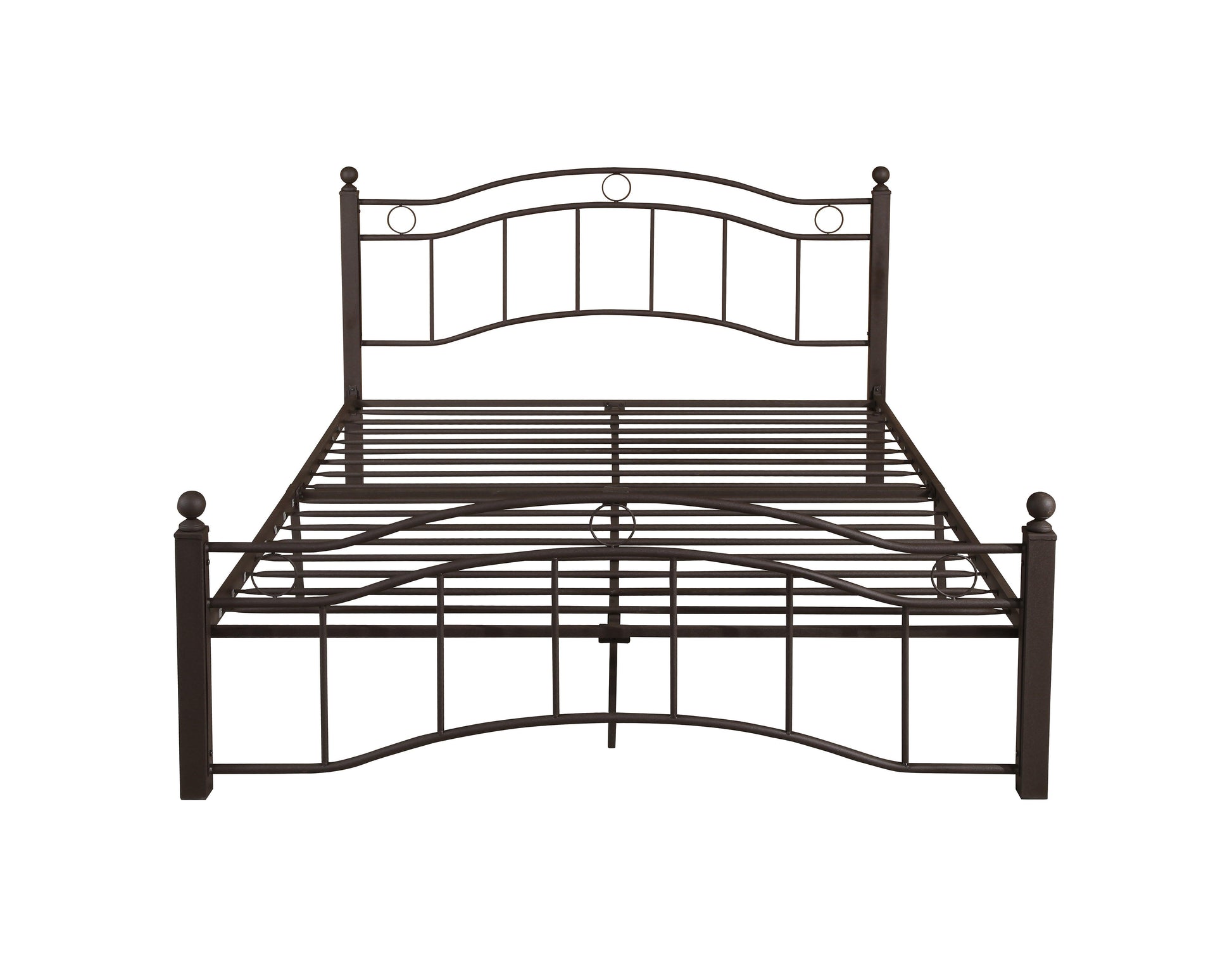 King Size Metal Bed Frame with Headboard and Footboard Bronze - FurniFindUSA