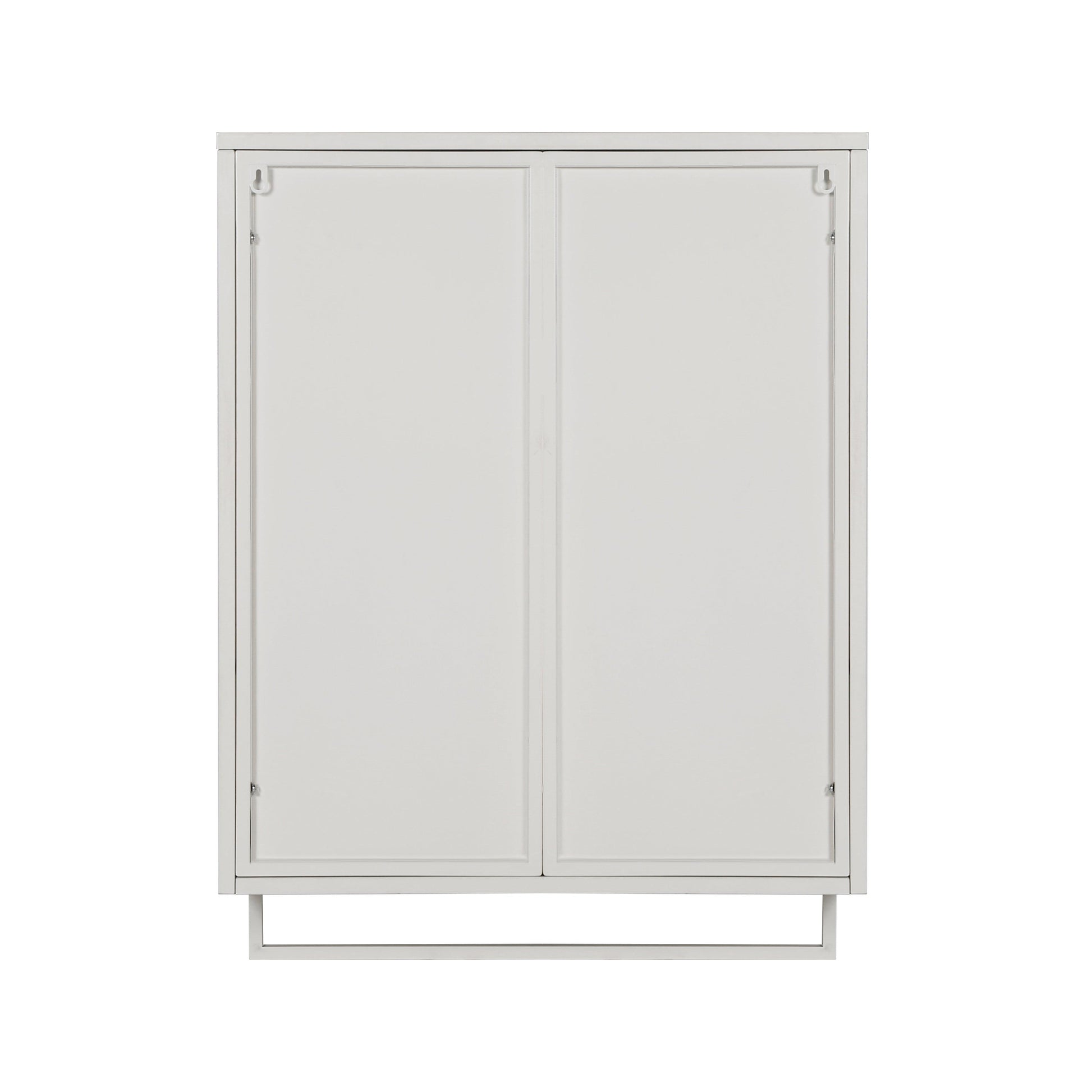 23.62"Glass Doors Modern Two-door Wall Cabinet with Featuring Two-tier Enclosed Storage an Open Shelf and Towel Rack - FurniFindUSA