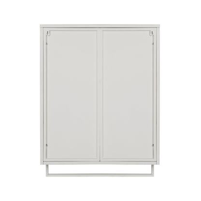 23.62"Glass Doors Modern Two-door Wall Cabinet with Featuring Two-tier Enclosed Storage an Open Shelf and Towel Rack - FurniFindUSA