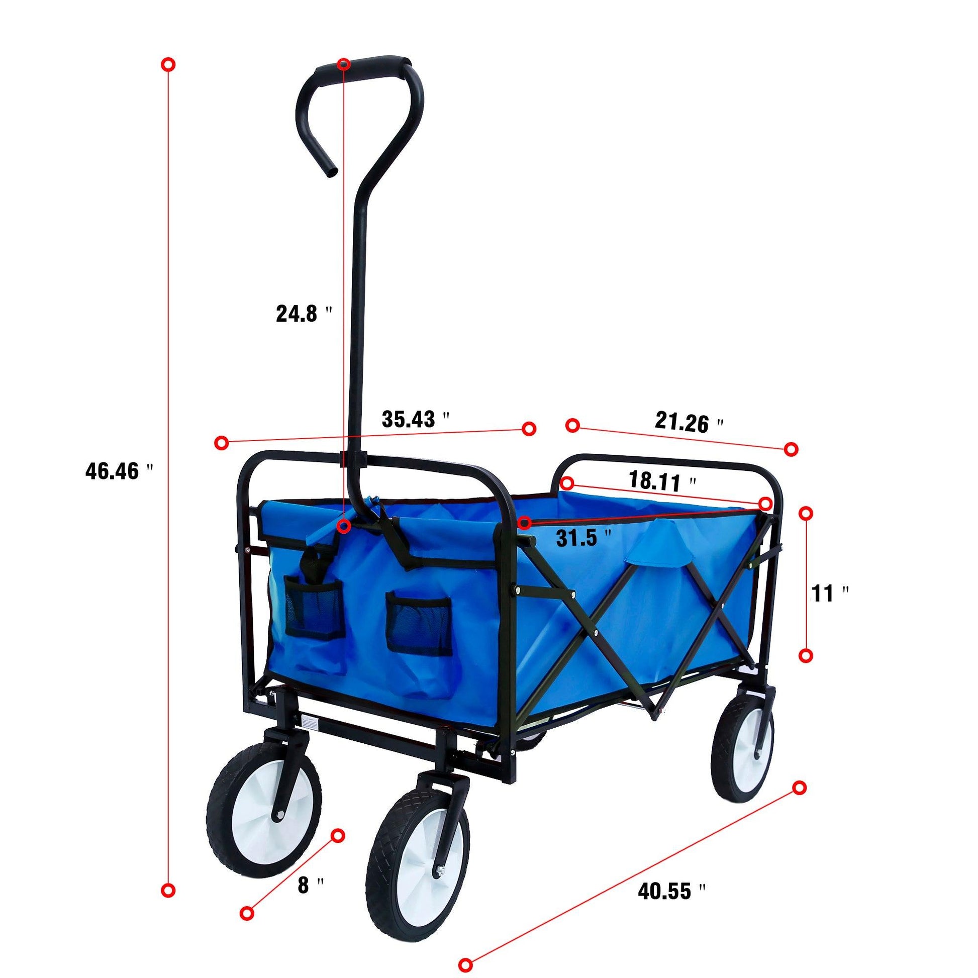 Folding Wagon Garden Shopping Beach Cart (Blue) - FurniFindUSA