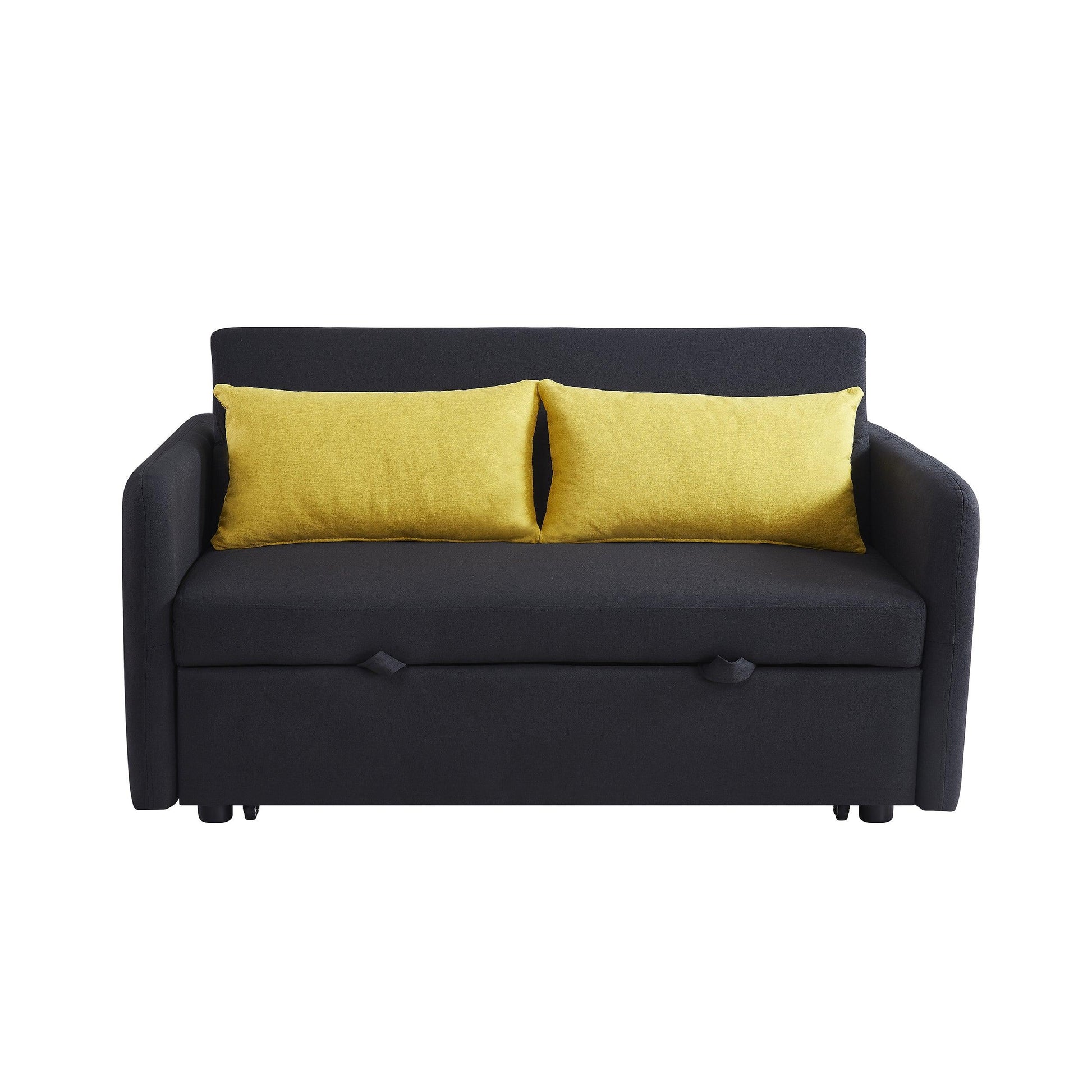 Twins Sofa Bed Black Fabric - FurniFindUSA