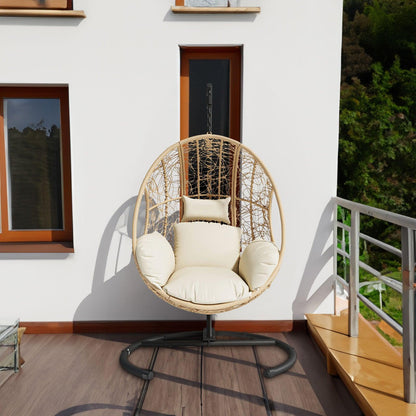 New Comming Outdoor Indoor PE wicker Swing Egg Chair Natural color - FurniFindUSA