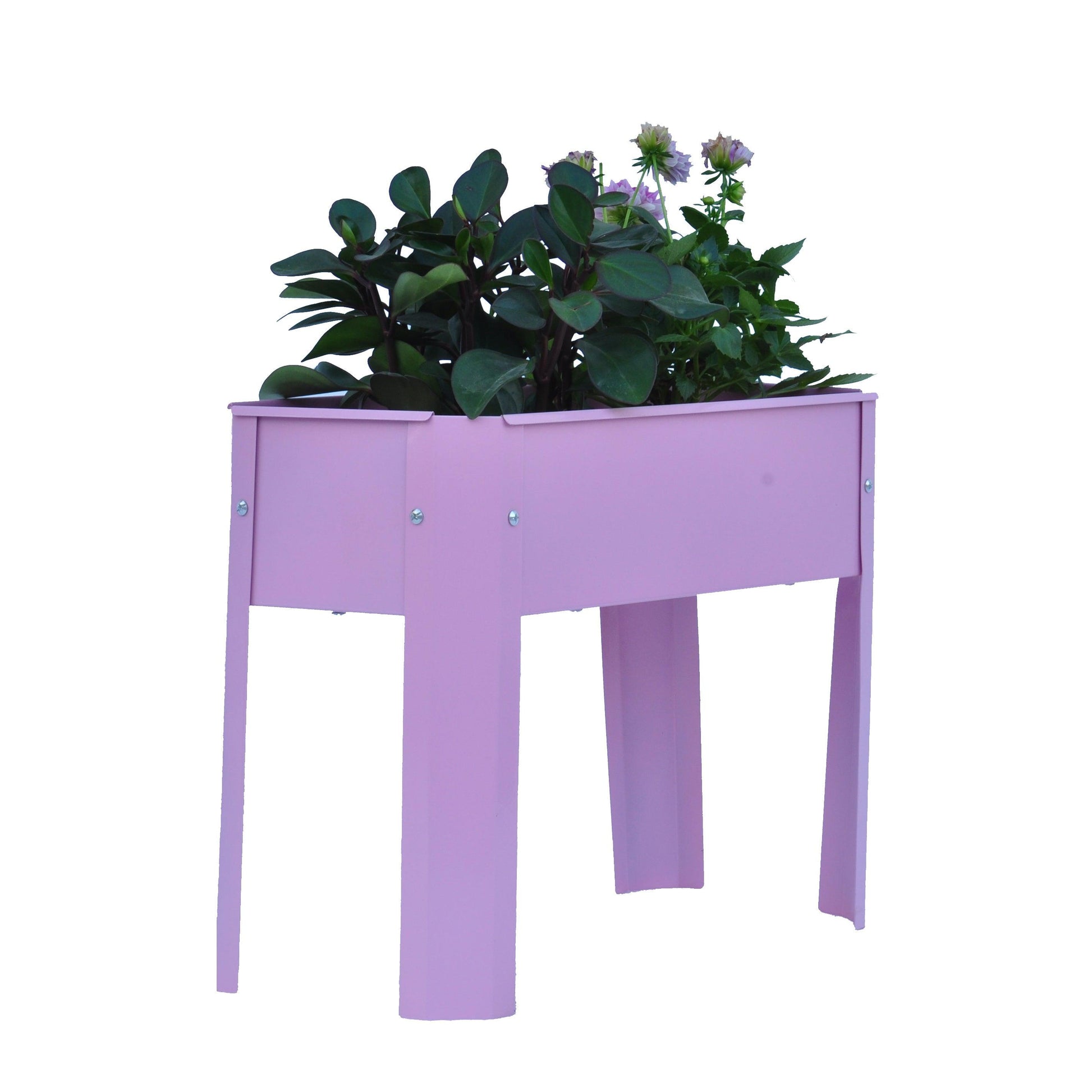 Elevated garden bed, metal elevated outdoor flowerpot box, suitable for backyard and terrace, large flowerpot (Pink*2） - FurniFindUSA