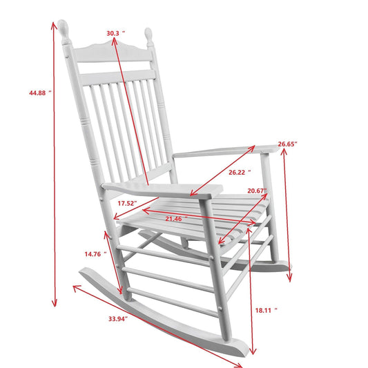 BALCONY PORCH ADULT ROCKING CHAIR - WHITE - FurniFindUSA