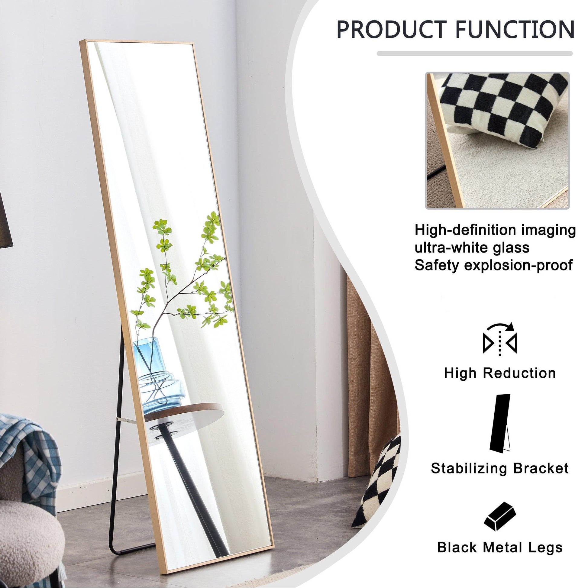 The3rd generation packaging upgrade includes a light oak solid wood frame full length mirror dressing mirror - FurniFindUSA