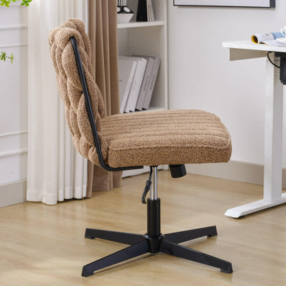 Armless Office Desk Chair No Wheels BROWN - FurniFindUSA