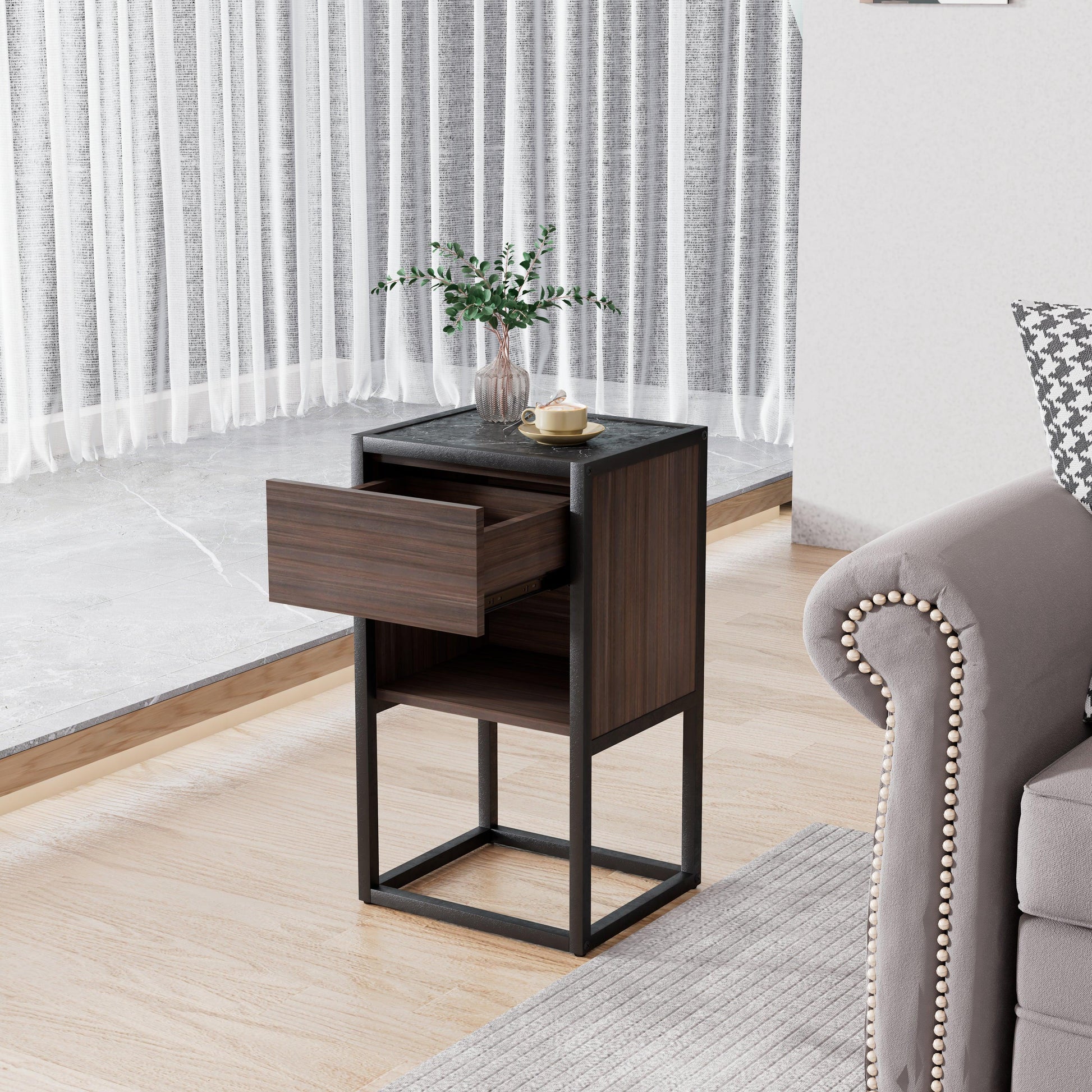 Armando Living Room Side Cabinet Corner Cabinet Bedroom Night Stand - FurniFindUSA