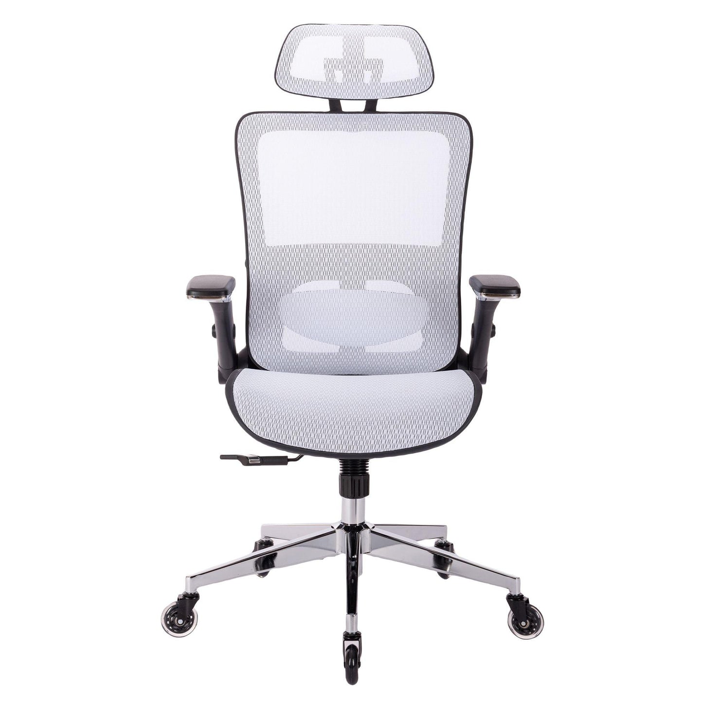 WHITE Ergonomic Mesh Office Chair High Back - Adjustable Headrest with Flip-Up Arms - FurniFindUSA