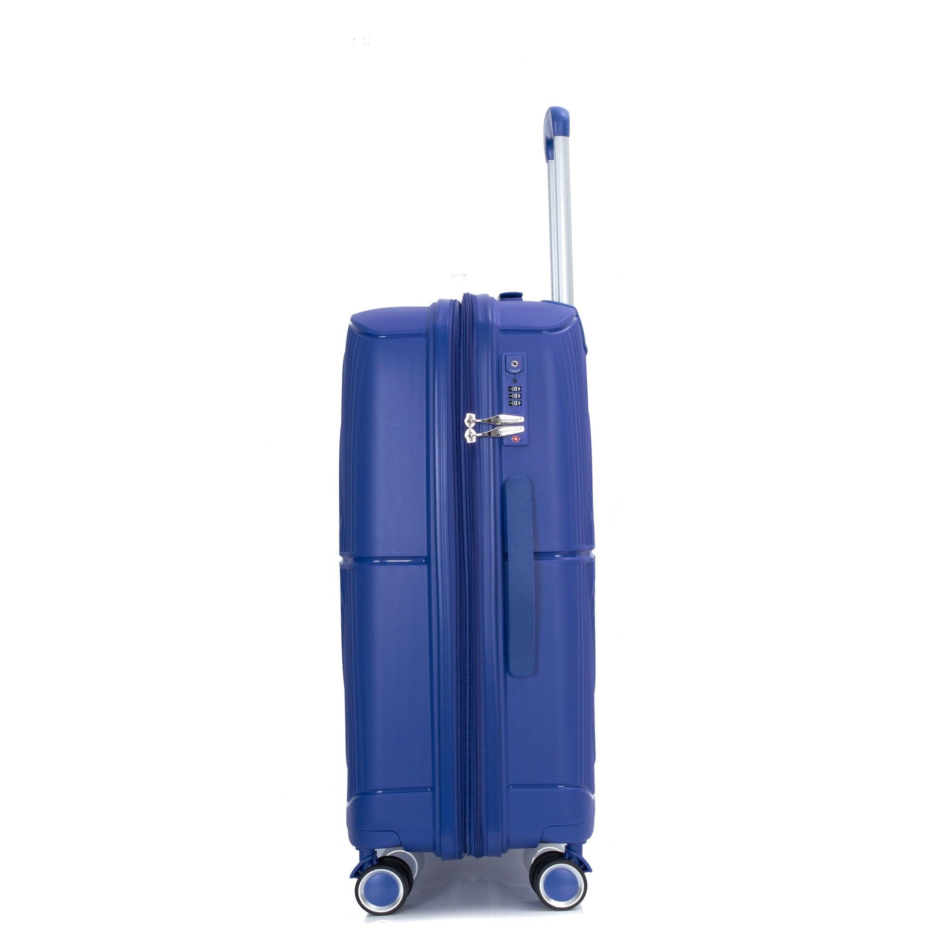 Expandable Hardshell Suitcase Double Spinner Wheels PP Luggage Sets Lightweight Durable ,3-Piece Set (20/24/28) ,Navy - FurniFindUSA