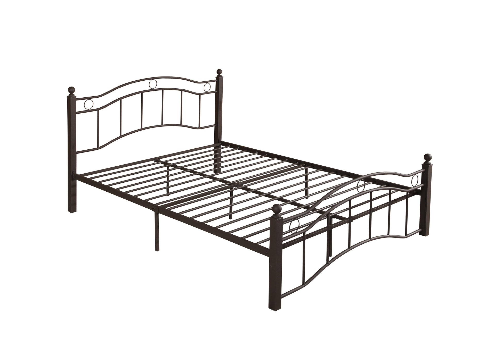 King Size Metal Bed Frame with Headboard and Footboard Bronze - FurniFindUSA