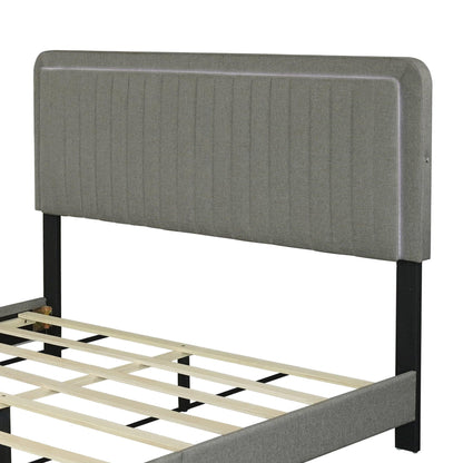 QUEEN SIZE UPHOLSTERED BED WITH ADJUSTABLE HEIGHT / MATTRESS 10 TO 14 INCHES - FurniFindUSA