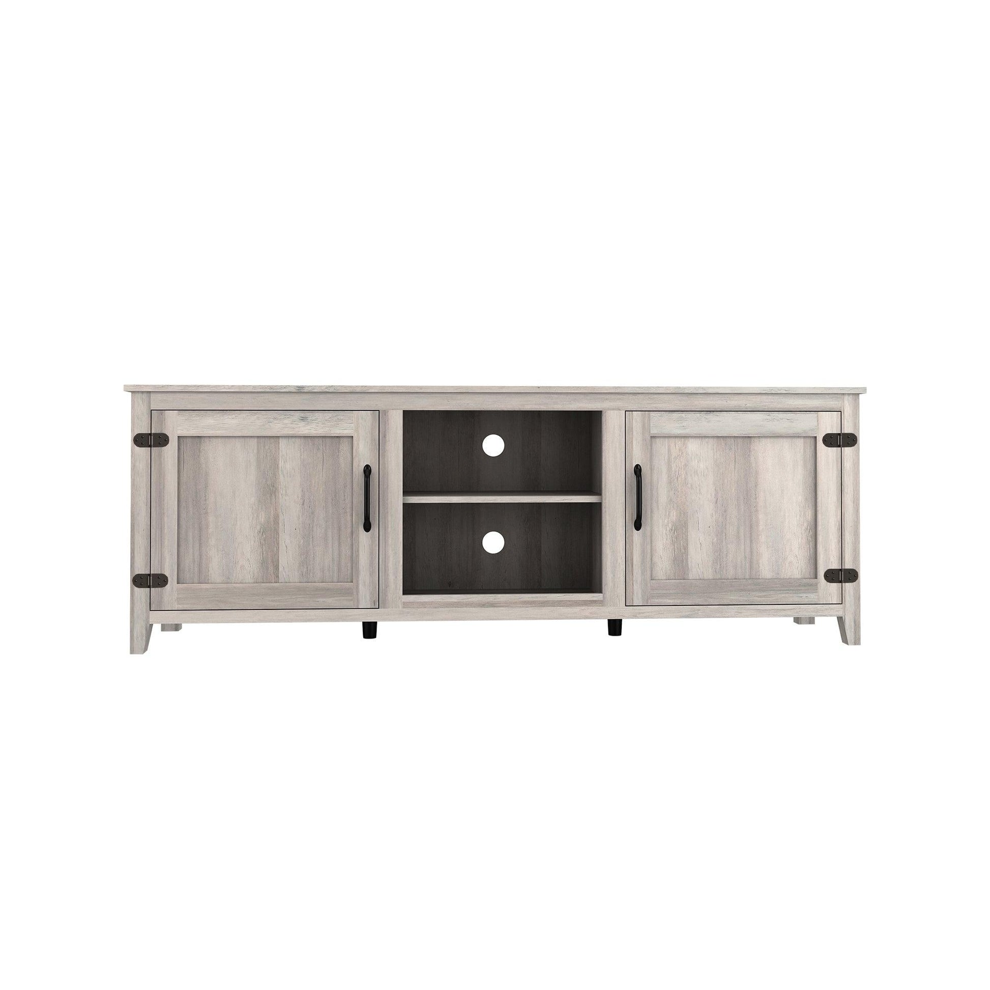 TV Stand Storage Media Console Entertainment Center With Two Doors Grey Walnut - FurniFindUSA