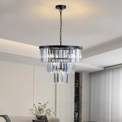 Black Luxury Crystal Chandelier Modern Chandeliers Lights Fixture Hanging Pendant Light Fixture for Dining Room Bedroom - FurniFindUSA