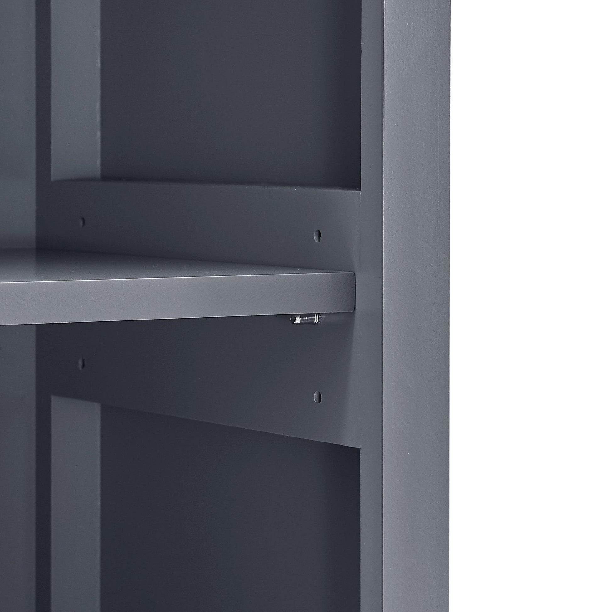 Bathroom Storage Cabinet, Tall Storage Cabinet with Two Drawers, Open Storage, Adjustable Shelf, Grey - FurniFindUSA