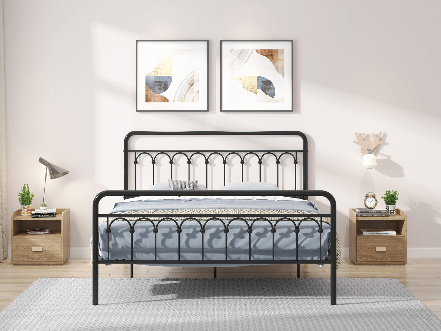 Tara Metal Bed Queen Black - FurniFindUSA