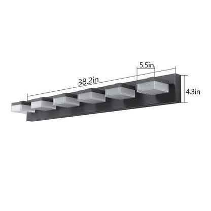Modern 6-Light Black LED Vanity Mirror Light Fixture For Bathrooms And Makeup Tables - FurniFindUSA
