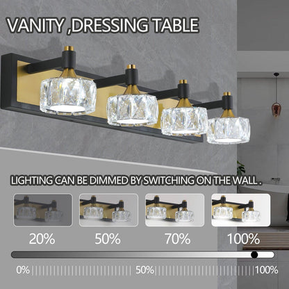 LED 4-Light Modern Crystal Bathroom Vanity Light Over Mirror Bath Wall Lighting Fixtures - FurniFindUSA