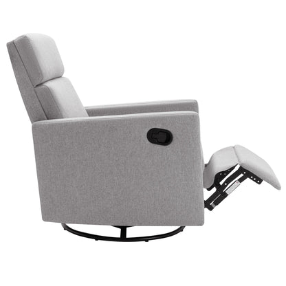 Modern Upholstered Rocker Nursery Chair Plush Seating Glider Swivel Recliner Chair Gray - FurniFindUSA