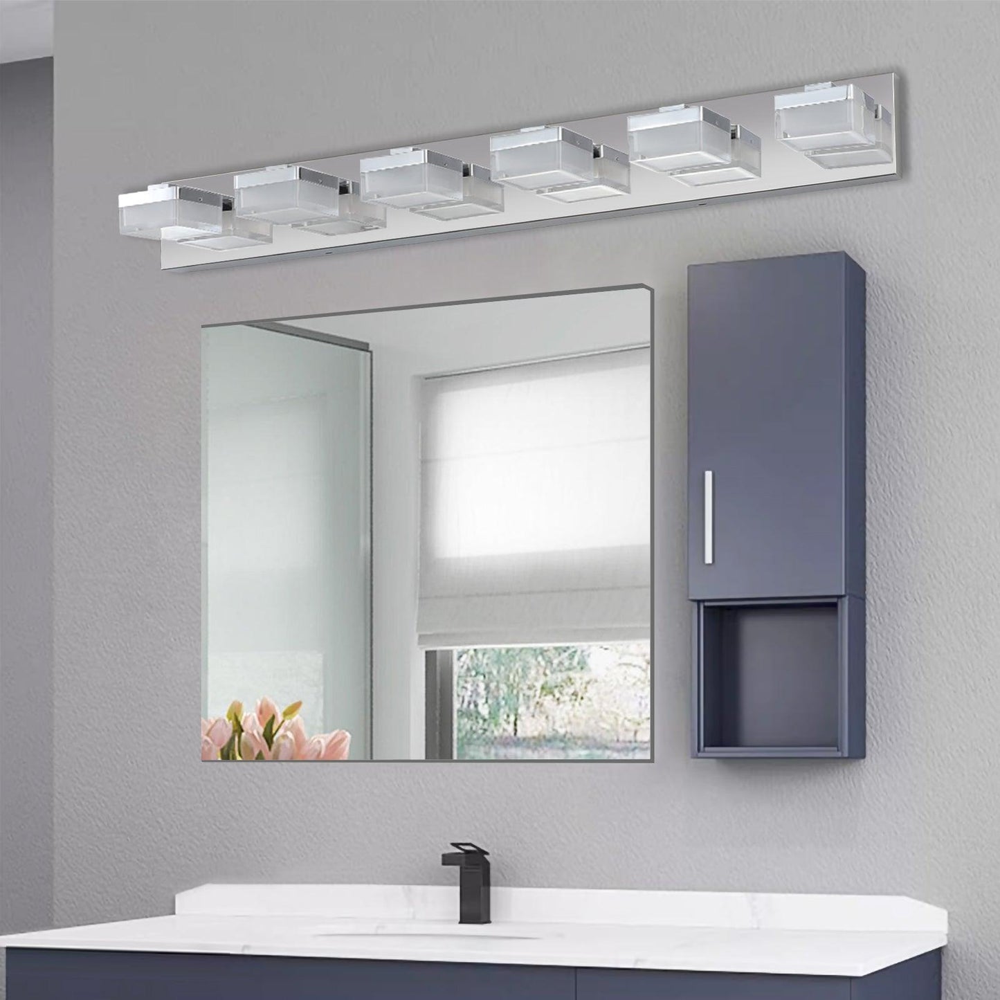 Modern 6-Light Chrome LED Vanity Mirror Light Fixture For Bathrooms And Makeup Tables - FurniFindUSA