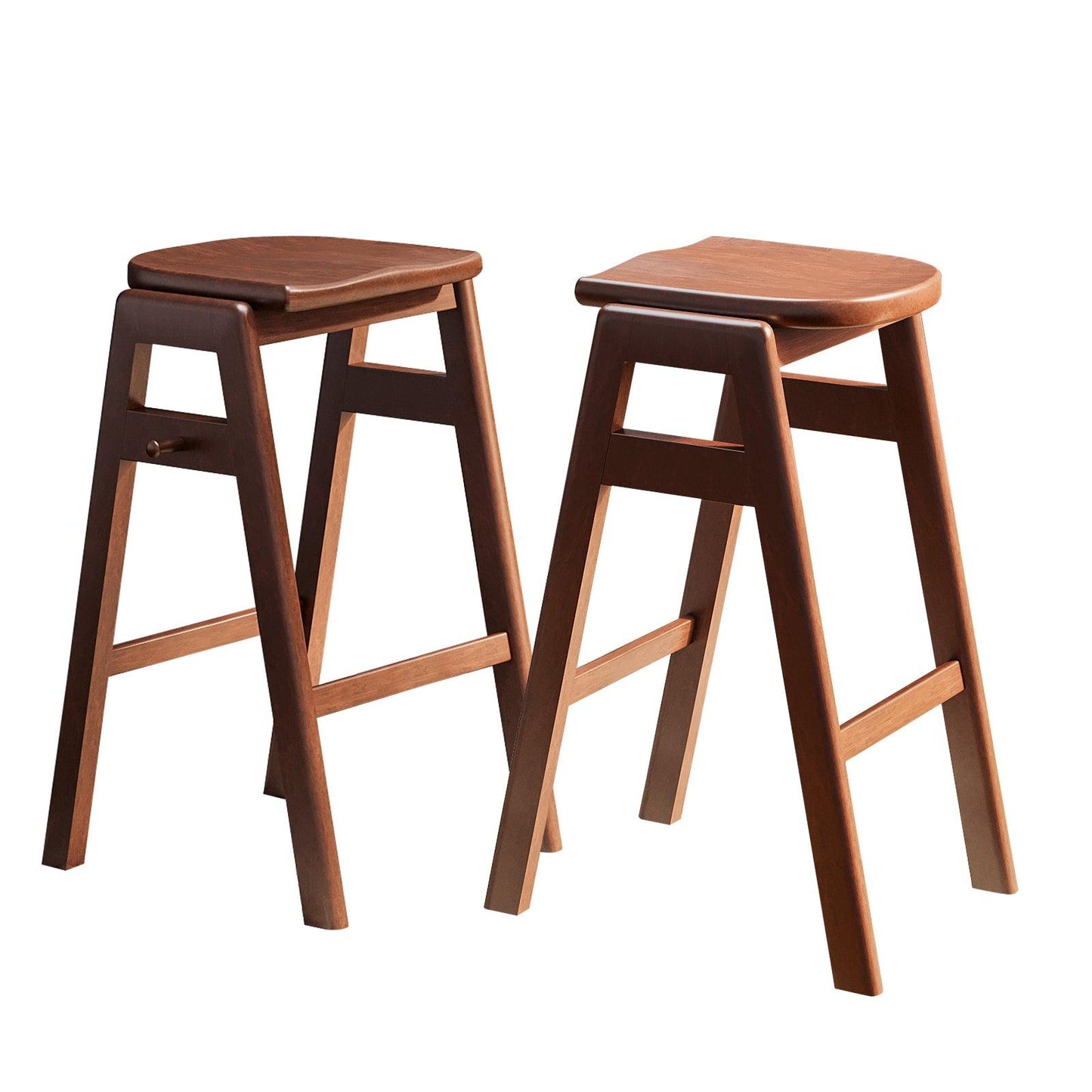 3 PCS Pub Dining Set Retro Bar Table Rubber Wood Stackable Backless High Stool for 2 - FurniFindUSA