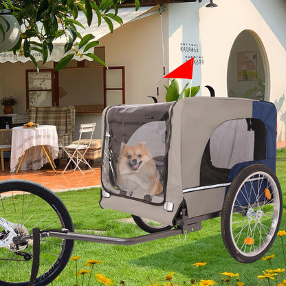 Tangkula Dog Bike Trailer Breathable Mesh Dog Cart with 3 Entrances Safety Flag 8 Reflectors - FurniFindUSA