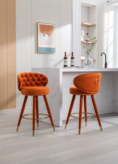 COOLMORE Counter Height Bar Stools Set of 2 for Kitchen Counter Solid Wood Legs with a fixed height of 360 degrees - FurniFindUSA