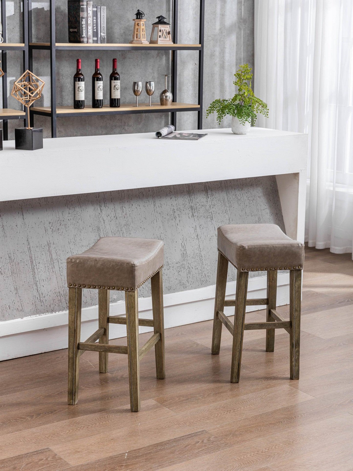 A&A Furniture Counter Height 26" Bar Stools (26 Inch Gray Set of 2) - FurniFindUSA