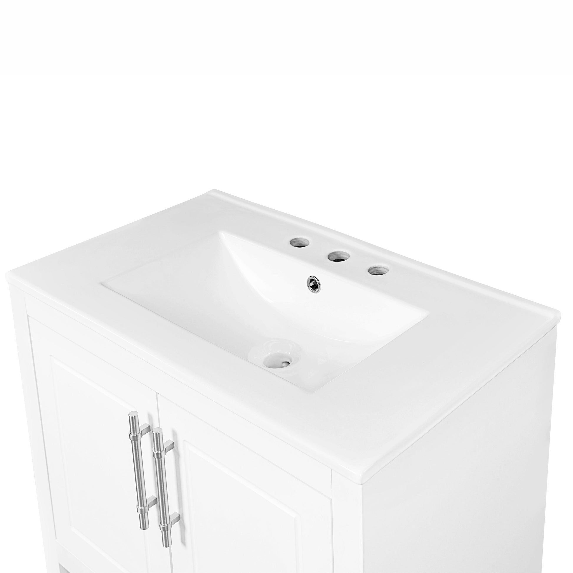 30" Bathroom Vanity with Sink Multi-functional Bathroom Cabinet with Doors and Drawers Solid Frame and MDF Board, White - FurniFindUSA