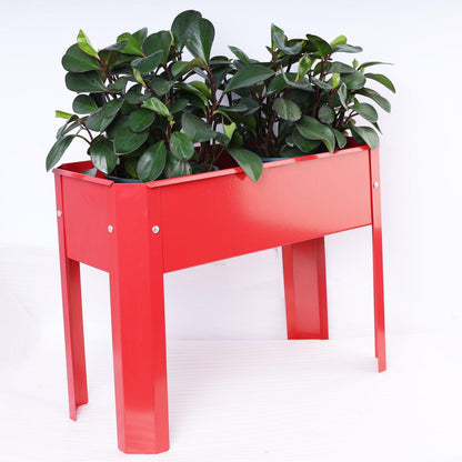 Elevated garden bed.metal elevated outdoor flowerpot box.suitable for backyard and terrace.large flowerpot. Red x 2 - FurniFindUSA