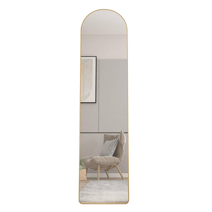 The 1st generation aluminum alloy metal frame arched wall mirror bathroom makeup mirror bedroom porch decorative mirror - FurniFindUSA