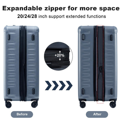 Luggage Sets New Model Expandable ABS+PC 3 Piece Sets with Spinner Wheels Lightweight TSA Lock (20/24/28), STEEL GRAY - FurniFindUSA