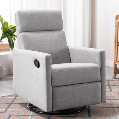 Modern Upholstered Rocker Nursery Chair Plush Seating Glider Swivel Recliner Chair Gray - FurniFindUSA