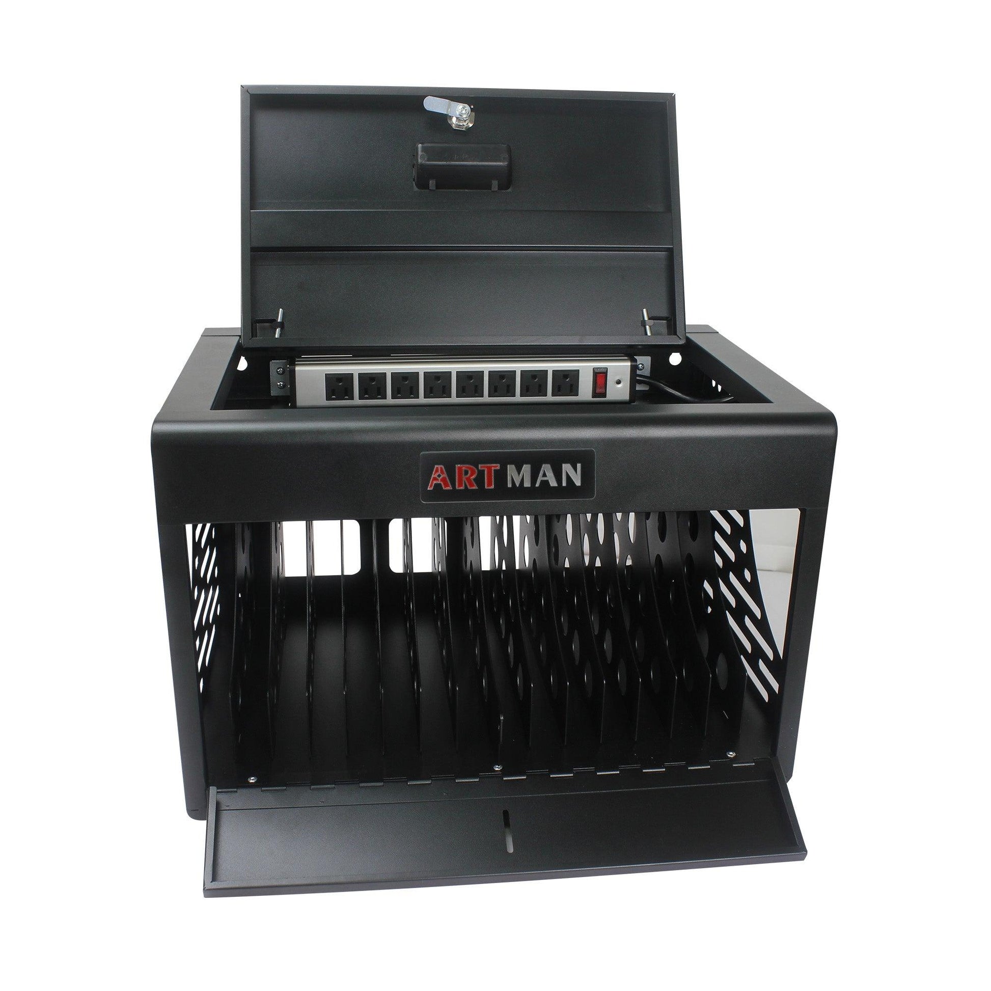 16 Bay Charging Cabinet for Laptop Chromebook Locking Charging Station-BLACK - FurniFindUSA