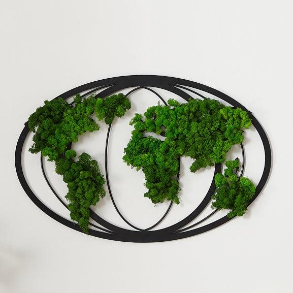 Moss World Map Metal Wall Decor - FurniFindUSA