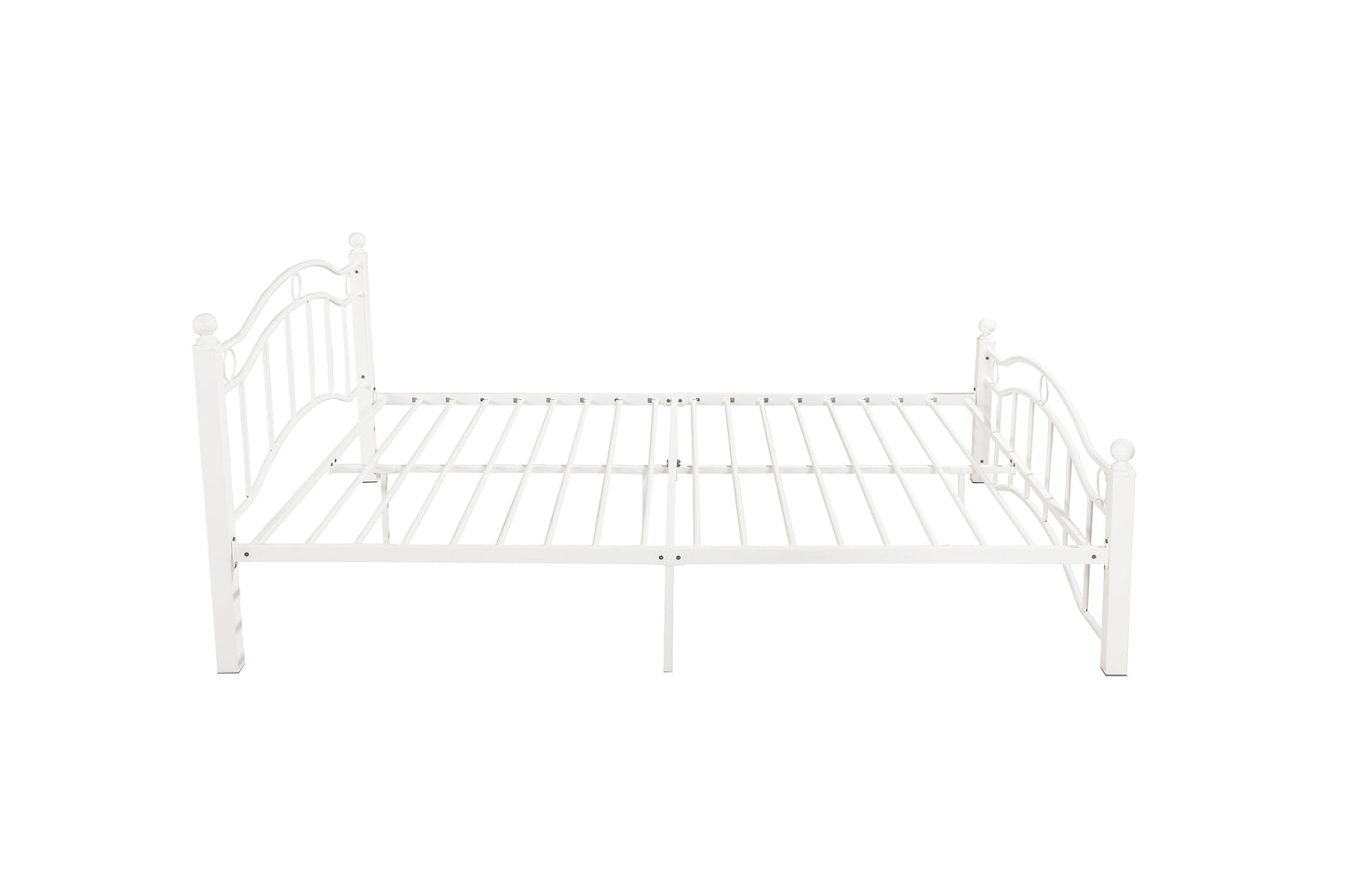 Queen Size Metal Bed Frame with Headboard and Footboard White - FurniFindUSA