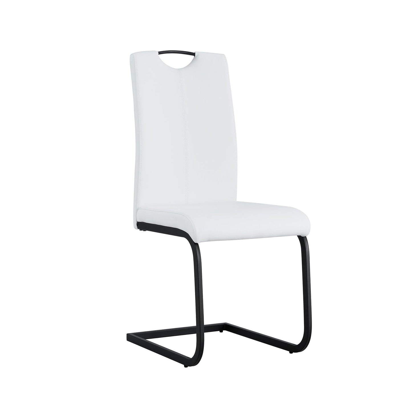 Dining chairs set of 2 White PU Chair modern kitchen chair with metal leg - FurniFindUSA